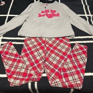 Lane Bryant holiday PJ set leggings and long sleeve tee size 14 16 long 1X